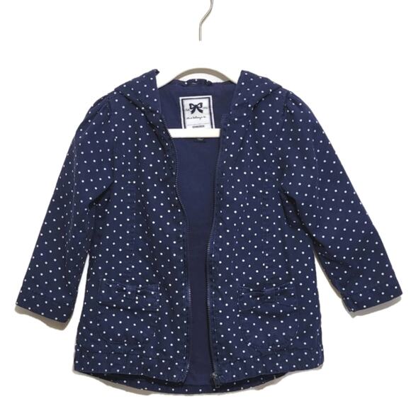 GYMBOREE Girls Polka Dot Zip Front Hooded Blue and White Cotton Jacket Size 2T - Picture 10 of 10